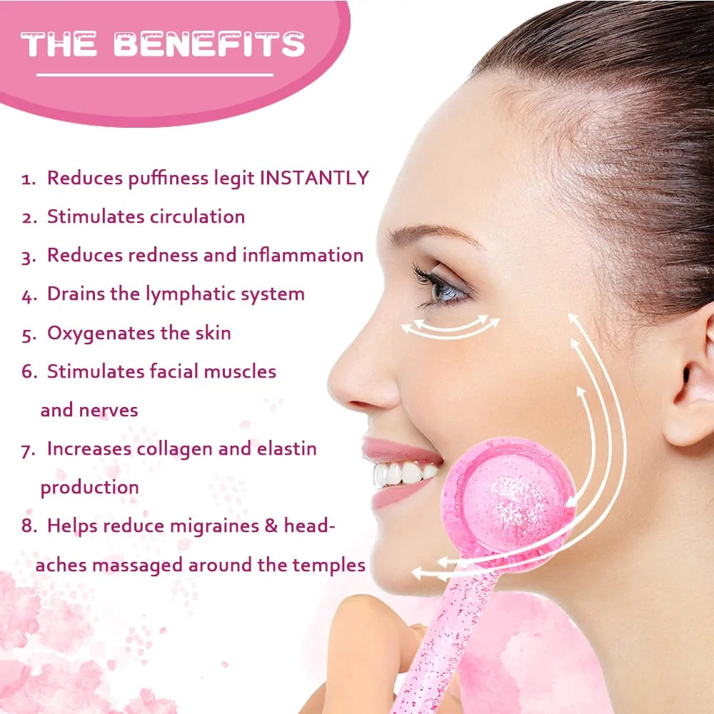 Cold Therapy Ice Globes for Face – De-Puffing Cryo Massage Tool for Glowing Skin & Tightening