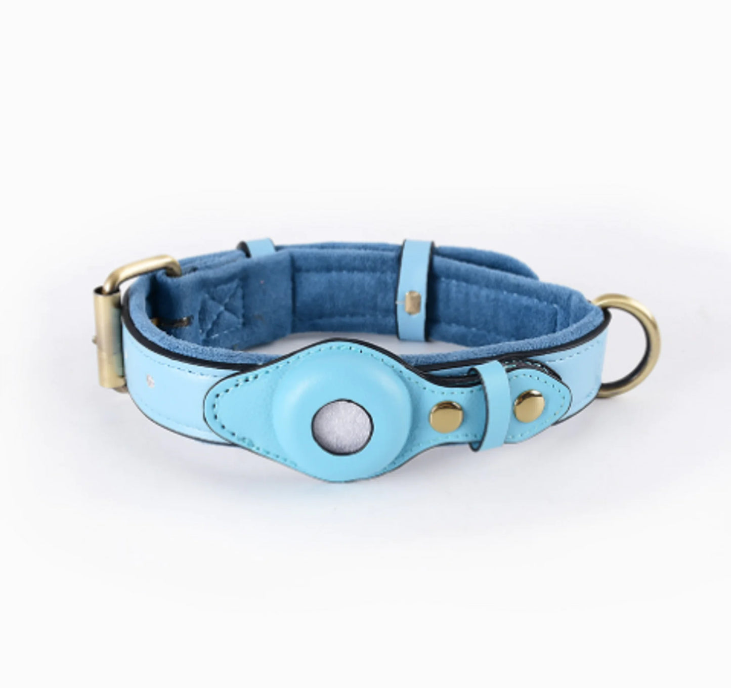 Leather Dog Collar with Airtag Holder – Adjustable & Secure (Airtag Not Included)