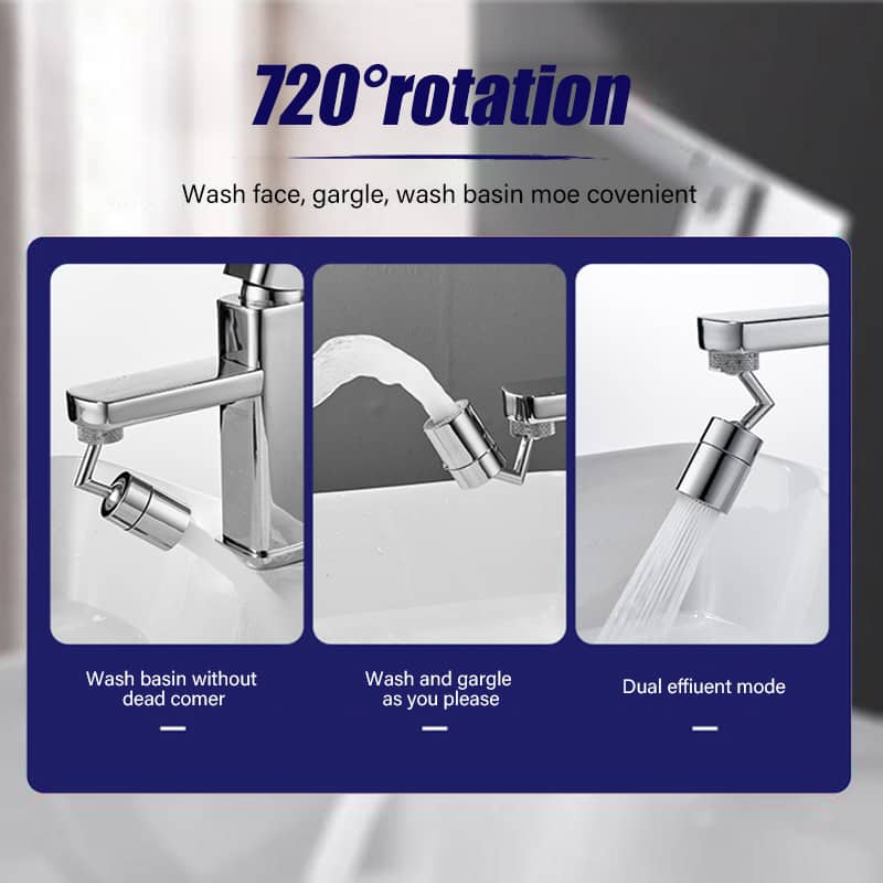 360° Rotating Faucet Splash Guard – Soft Stream Filter for Sinks | Leak-Proof Copper Build