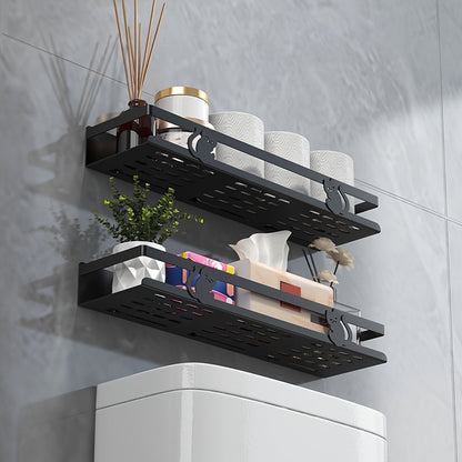NoDrill Black Bathroom Storage Rack