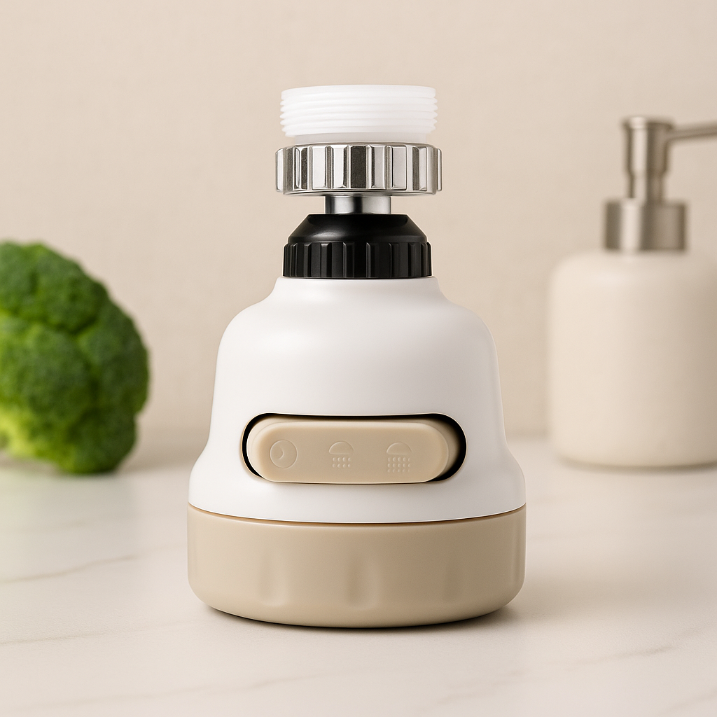 3-Mode Water-Saving Faucet Head – Splash-Proof Swivel Sprayer for Easy Kitchen Cleaning