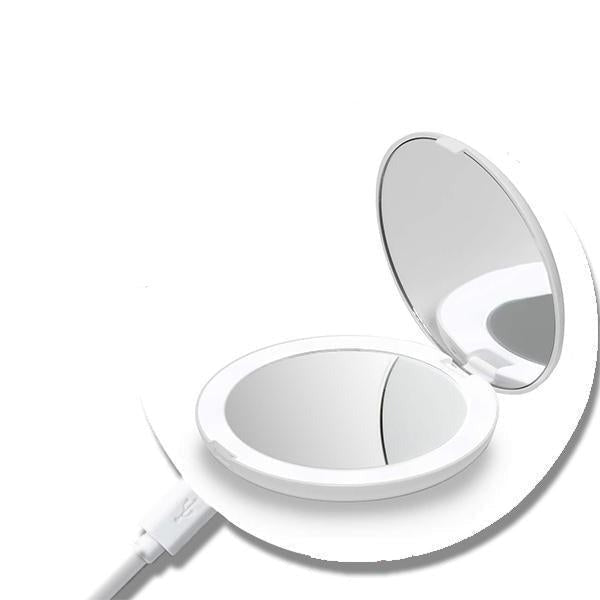 Rechargeable LED Makeup Mirror – 1X/10X Travel Magnifier