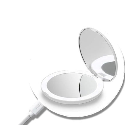 Rechargeable LED Makeup Mirror – 1X/10X Travel Magnifier