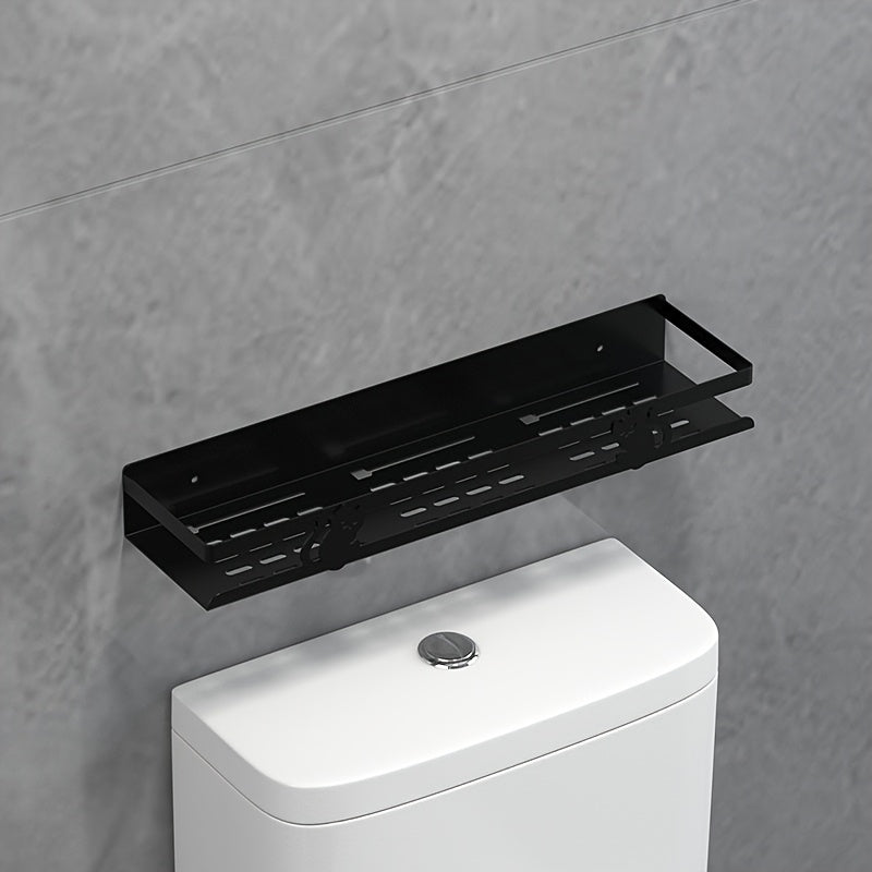 NoDrill Black Bathroom Storage Rack