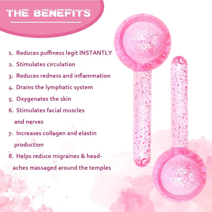Cold Therapy Ice Globes for Face – De-Puffing Cryo Massage Tool for Glowing Skin & Tightening