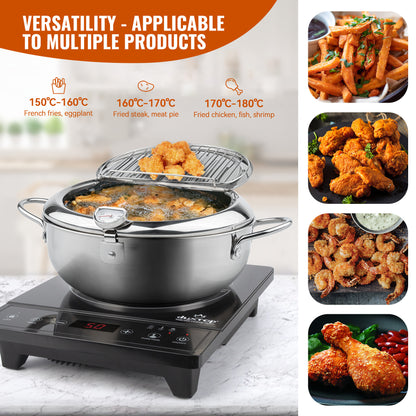 Stainless Steel Frying Pot with Thermometer