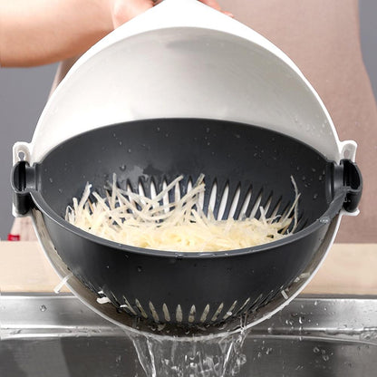 9-in-1 Vegetable Slicer & Strainer – Slice, Rinse & Serve in One Motion | No-Mess Prep Bowl