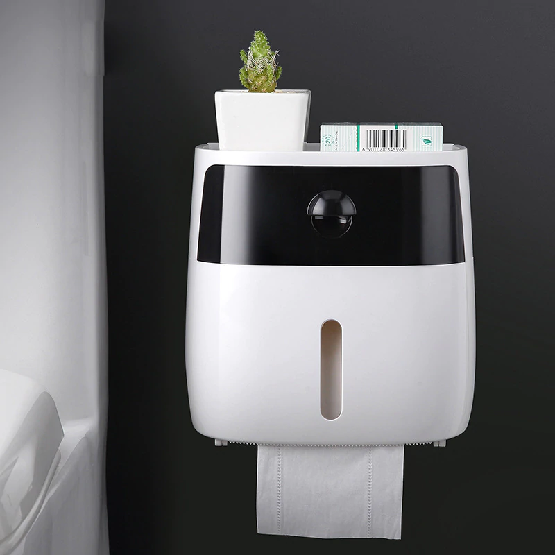 Waterproof Toilet Paper Holder – Wall-Mount Organizer with Drawer & Phone Shelf