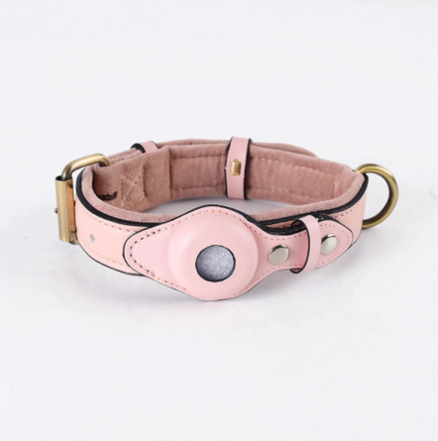 Leather Dog Collar with Airtag Holder – Adjustable & Secure (Airtag Not Included)