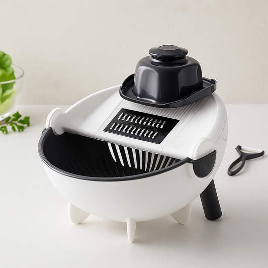 9-in-1 Vegetable Slicer & Strainer – Slice, Rinse & Serve in One Motion | No-Mess Prep Bowl