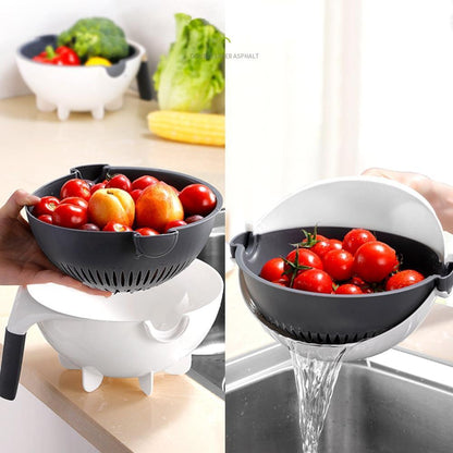 9-in-1 Vegetable Slicer & Strainer – Slice, Rinse & Serve in One Motion | No-Mess Prep Bowl