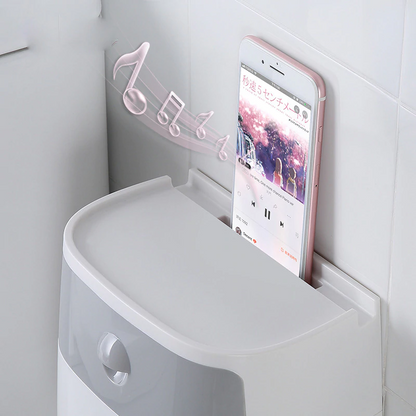 Waterproof Toilet Paper Holder – Wall-Mount Organizer with Drawer & Phone Shelf
