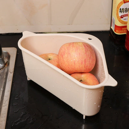 Tri-Corner Sink Organizer – Rustproof Basket for Soaps, Fruits & Scraps | No-Drill Mount