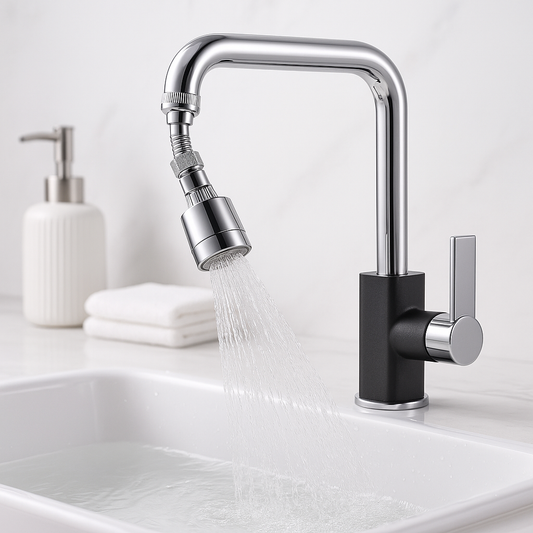 360° Rotating Faucet Splash Guard – Soft Stream Filter for Sinks | Leak-Proof Copper Build