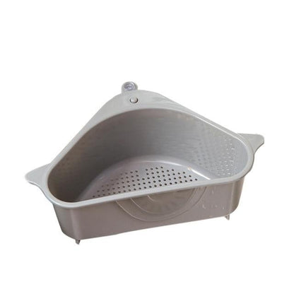 Tri-Corner Sink Organizer – Rustproof Basket for Soaps, Fruits & Scraps | No-Drill Mount