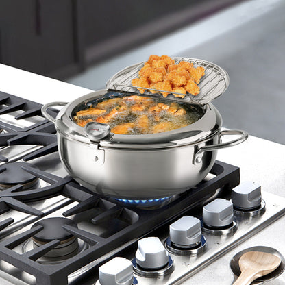 Stainless Steel Frying Pot with Thermometer