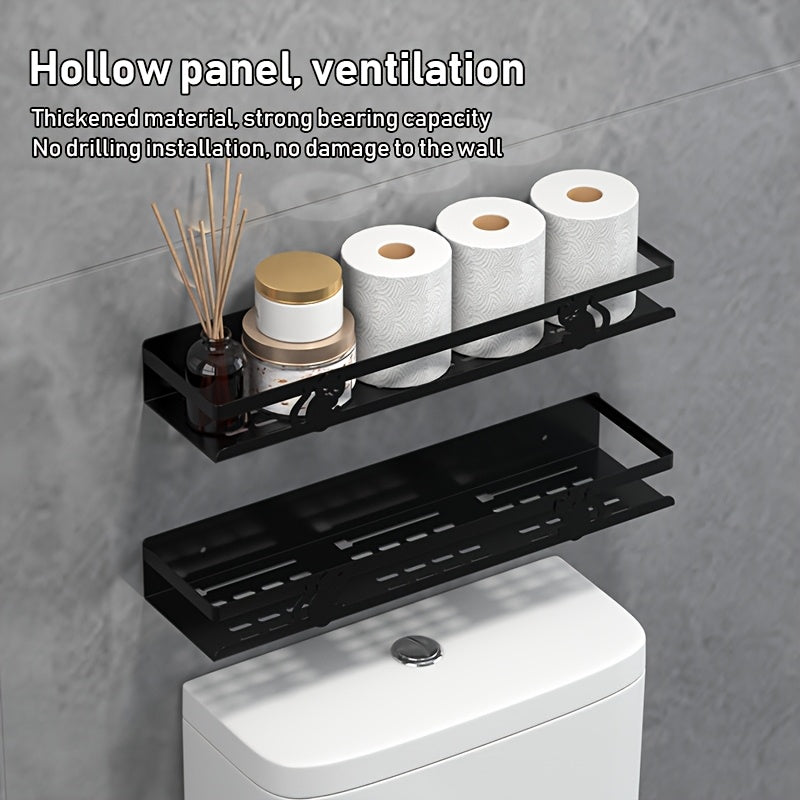 NoDrill Black Bathroom Storage Rack