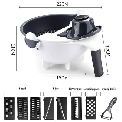 9-in-1 Vegetable Slicer & Strainer – Slice, Rinse & Serve in One Motion | No-Mess Prep Bowl