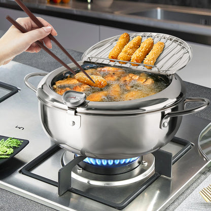 Stainless Steel Frying Pot with Thermometer