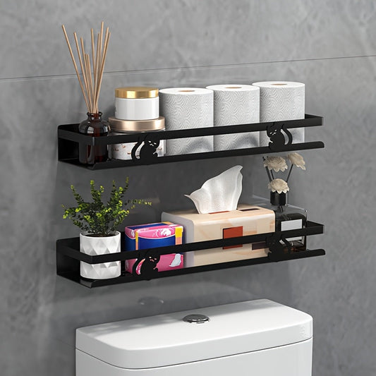 NoDrill Black Bathroom Storage Rack