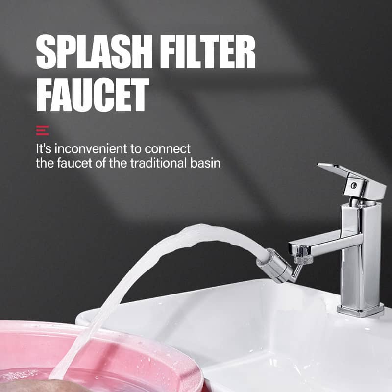 360° Rotating Faucet Splash Guard – Soft Stream Filter for Sinks | Leak-Proof Copper Build