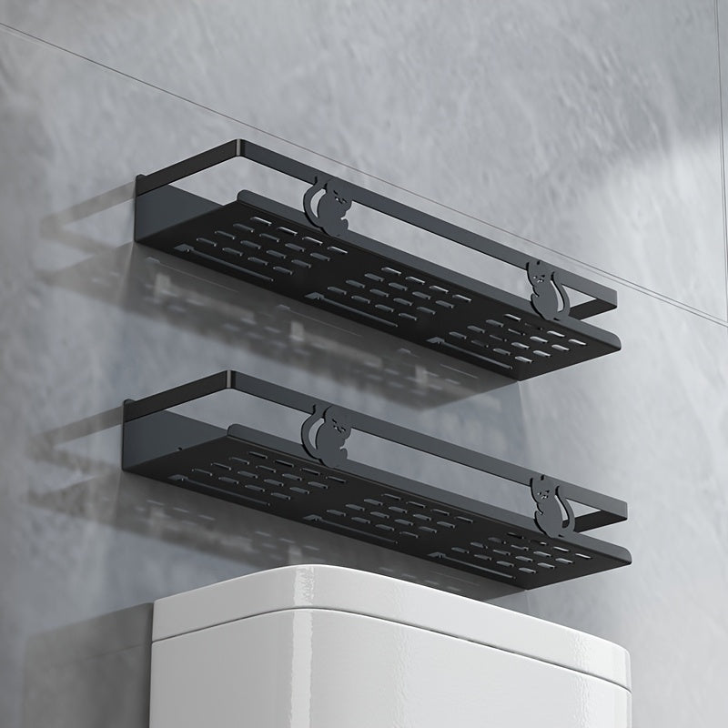 NoDrill Black Bathroom Storage Rack