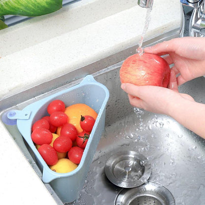 Tri-Corner Sink Organizer – Rustproof Basket for Soaps, Fruits & Scraps | No-Drill Mount