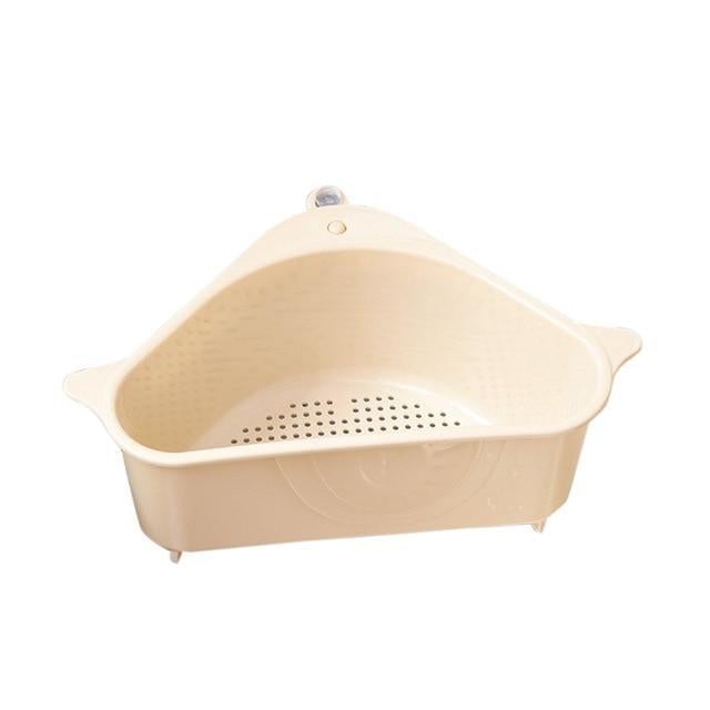 Tri-Corner Sink Organizer – Rustproof Basket for Soaps, Fruits & Scraps | No-Drill Mount